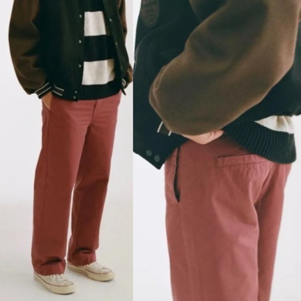 Urban Outfitters Chino‎ Skate Pants Maroon Wine Red Mens Size 32 x 32 Wide Leg